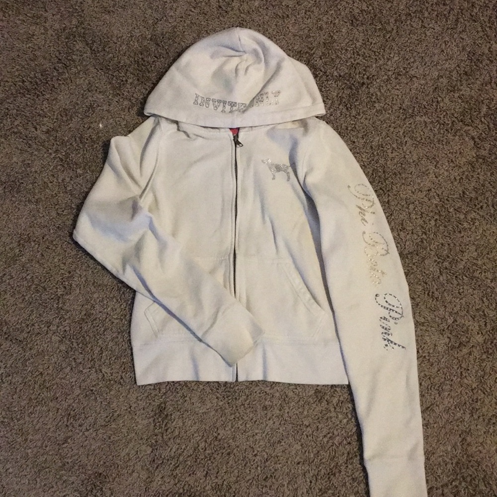 White zip up PINK! hoodie